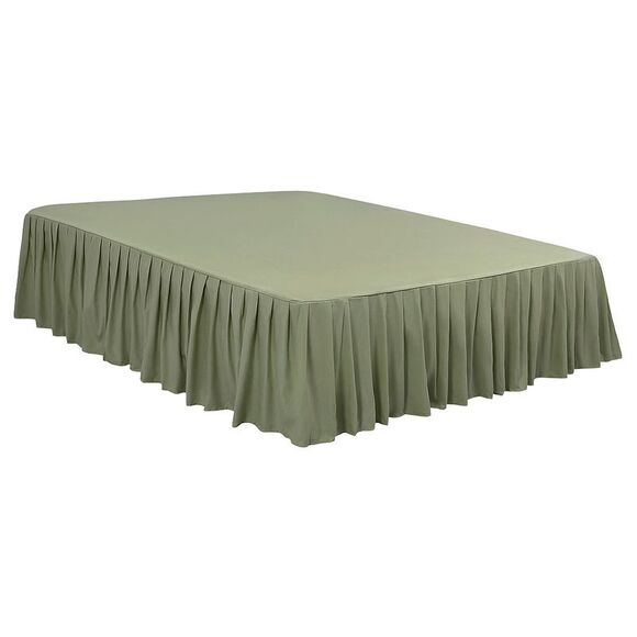 Ruffled Bed Skirts Polyester Brushed Platform 16inch Drop Full Olive Green - Picture 1 of 6